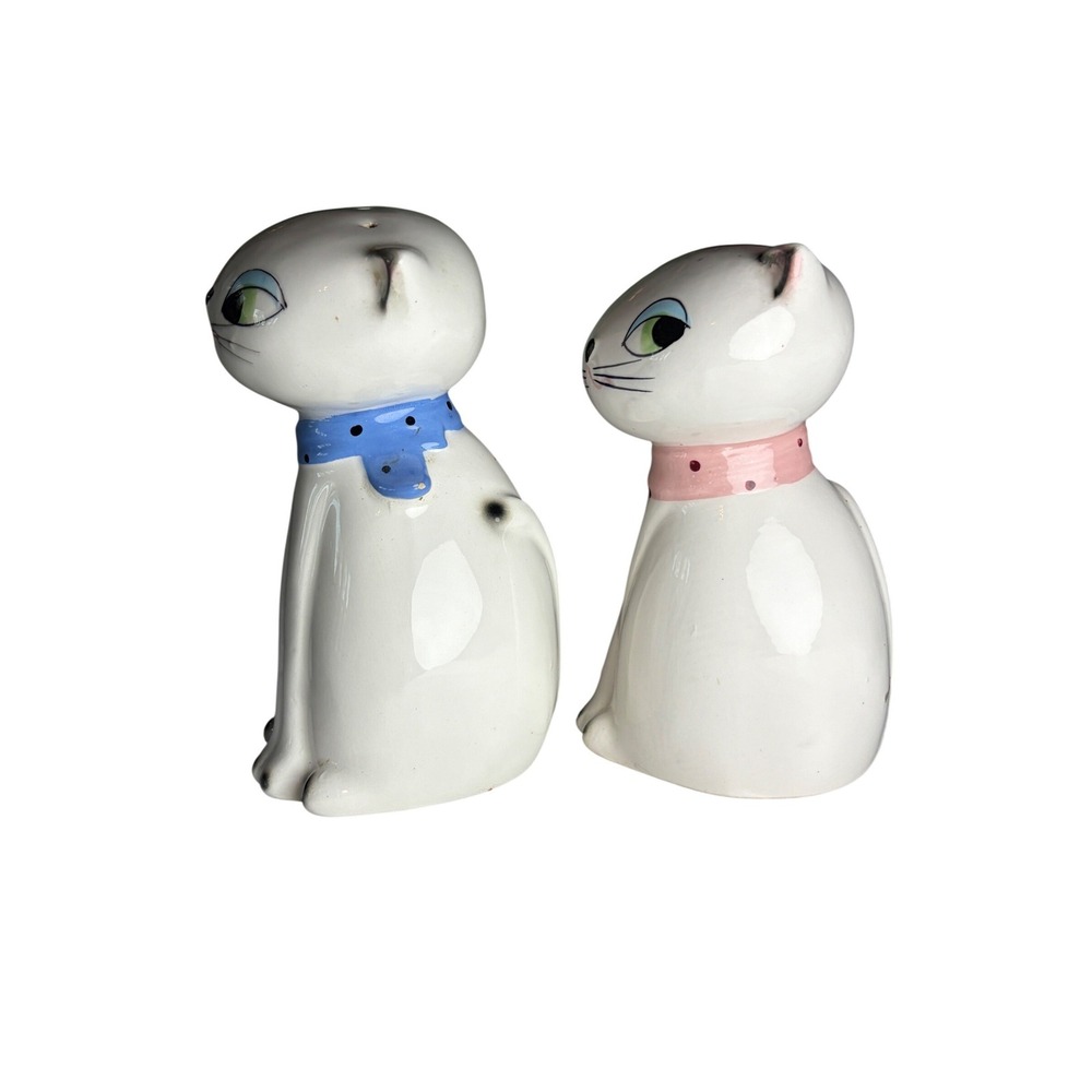1961 Holt Howard Salt Pepper Shakers Japan Kitty Set Non Working Squeaker - Picture 2 of 16